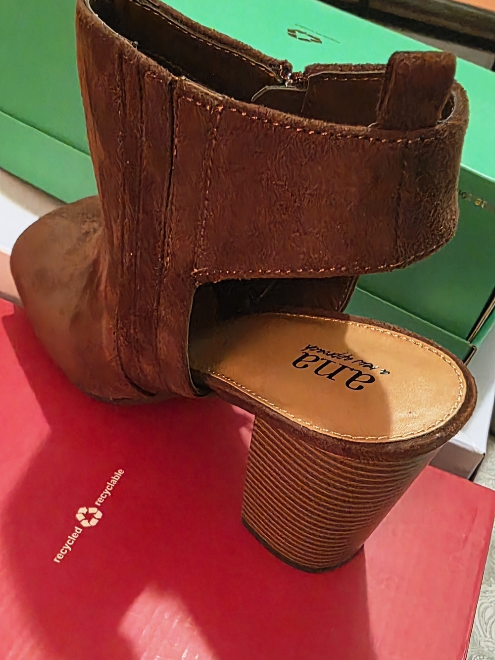 a.n.a.  Brown Suede Block Heel Sandal
